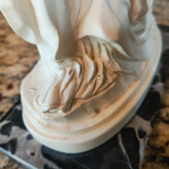 Pieta Religious Figurine Mary Holding Jesus on Marble Base Signed Casea - Picture 6 of 15